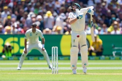 MELBOURNE, AUSTRALIA - DECEMBER 26: Steven Smith of Australia takes a hit during day one of the Second Test match in the series between Australia and New Zealand at The Melbourne Cricket Ground on December 26, 2019 in Melbourne, Australia. (Photo by Speed Media/Icon Sportswire)