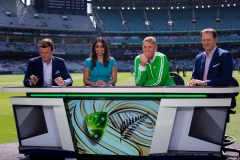 MELBOURNE, AUSTRALIA - DECEMBER 27: Shane Warne and the Commentary team during day two of the Second Test match in the series between Australia and New Zealand at The Melbourne Cricket Ground on December 27, 2019 in Melbourne, Australia. (Photo by Speed Media/Icon Sportswire)