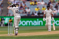 MELBOURNE, AUSTRALIA - DECEMBER 28: Tom Latham of New Zealand bats during day three of the Second Test match in the series between Australia and New Zealand at The Melbourne Cricket Ground on December 28, 2019 in Melbourne, Australia. (Photo by Speed Media/Icon Sportswire)