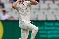 MELBOURNE, AUSTRALIA - DECEMBER 27: Pat Cummins of Australia bowls during day two of the Second Vodafone Test cricket match between Australia and India at the Melbourne Cricket Ground on December 27, 2020 in Melbourne, Australia. (Photo by Dave Hewison/Speed Media/Icon Sportswire)