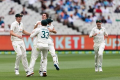 MELBOURNE, AUSTRALIA - DECEMBER 27: Tim Paine of Australia catches Cheteshwar Pujara of India out during day two of the Second Vodafone Test cricket match between Australia and India at the Melbourne Cricket Ground on December 27, 2020 in Melbourne, Australia. (Photo by Dave Hewison/Speed Media/Icon Sportswire)