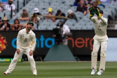 MELBOURNE, AUSTRALIA - DECEMBER 27: Tim Paine of Australia catches the ball during day two of the Second Vodafone Test cricket match between Australia and India at the Melbourne Cricket Ground on December 27, 2020 in Melbourne, Australia. (Photo by Dave Hewison/Speed Media/Icon Sportswire)