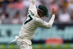 MELBOURNE, AUSTRALIA - DECEMBER 27: Nathan Lyon of Australia stretches on the field during day two of the Second Vodafone Test cricket match between Australia and India at the Melbourne Cricket Ground on December 27, 2020 in Melbourne, Australia. (Photo by Dave Hewison/Speed Media/Icon Sportswire)