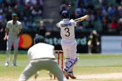 MELBOURNE, AUSTRALIA - DECEMBER 29: Ajinkya Rahane of India bats during day four of the Second Vodafone Test cricket match between Australia and India at the Melbourne Cricket Ground on December 29, 2020 in Melbourne, Australia. (Photo by Dave Hewison/Speed Media/Icon Sportswire)
